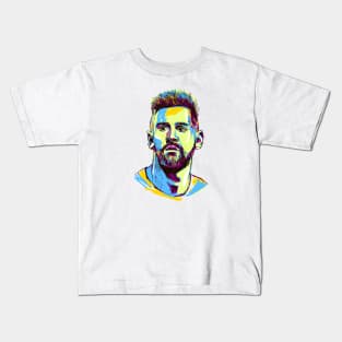 Messi drawing in blue and yellow Kids T-Shirt